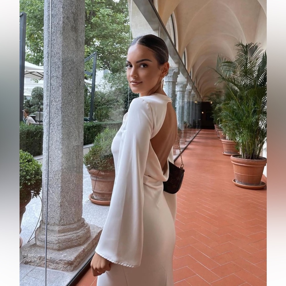 Zara Open Back Satin Effect Dress - Picture 8 of 15